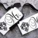 Rustic Wedding Chair Signs, Mr. and Mrs. and Thank You.  Unique Wedding Seating Signs. 6 X 12 inches, Vintage with Damask, 2-sided.