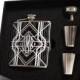 5 Hip Flask Gift Sets, Monogrammed Art Deco Flasks Groomsmen Gifts