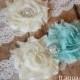 Choose Any 25 COLORS - Wedding AQUA BLUE garter set - wedding garter something blue garter - vintage style wedding decor - rustic wedding