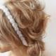 Off White Flowers Headband, Bridal Hair Accessories, Wedding Hair Accessories,  Flowers and Pearl Headband