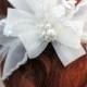 Bridal Headpiece Feather Rhinestone Pearl Crystal Beads Hair Fascinator Ivory Beaded Wedding Comb Hair Clip