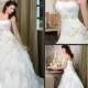 Best Selling 2014 Spring Glamour A-line Lace Up Ruffles Handmade Flowers White Wedding Dresses Beautiful Flare Bridal Gown Online with $120.14/Piece on Hjklp88's Store 