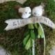 Personalized Moss Wedding Ring Pillow-Heart Love Birds- Woodland Country Garden Wedding Pillow
