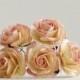 35mm Ombre Peach Paper Roses (5pcs) - Large mulberry paper flowers with wire stems - Ideal for wedding decoration [525]