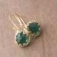 ON SALE Gold Earrings,Emerald Earrings,Bridal Jewelry,Dangle Earrings,Wedding Earrings,Bridesmaid Gift,Mothers Day Gift