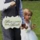 Here Comes the Bride Wedding Sign, Painted Wooden Cottage Chic Flower Girl / Ring Bearer Sign