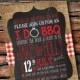 ANY Color I DO BBQ Burlap Red Gingham Wedding Shower Country Barbecue Chalkboard Surprise Birthday Baby Bridal Rehearsal Dinner Invitation