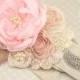 Bridal Sash, Wedding Sash, Rustic Wedding in Pink, Blush Pink, Nude and Ivory with Chiffon, Linen, Crystals, Pearls and Burlap
