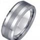 Mens 8mm Tungsten Wedding Band - Brushed line Custom Ring Engravable - Men's Engagement Anniversary Ring