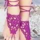 Purple Lilac Οrchid Barefoot Sandals, Crochet Nude shoes,  Foot jewelry, Wedding, Victorian, Sexy, Yoga, Bellydance, Steampunk, Beach Pool