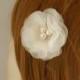 Pure Silk Ivory Wedding Hair Flower Clip, Flower Bridal Hair Piece, 2.5 inch Wedding Hair Flower, Freshwater Pearl Wedding Hair Accessories