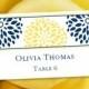 Place Card Printable Template "Floral Petals" Navy & Yellow 