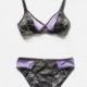 Romantic and Comfortable lingerie set. Dark gray Soft triangle Bra with Bikini style panties. feminine. Handmade to Order by EgrettaGarzetta