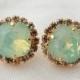 Mint opal crystal stud earrings,  mint sea foam Swarovski Rhinestone stud earrings, Bridal earrings, Bridesmaid earrings, Gold or silver
