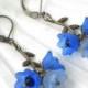 Dark and Light Blue Acrylic Flower and Branch Earrings