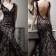 New Arrival 2014 Evening Prom Dresses Sheer Straps Sexy Cheap Mermaid V Neck Long 2015 Celebrity Gowns Party Dress Backless With Black Lace Online with $118.58/Piece on Hjklp88's Store 
