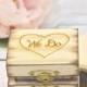 We Do wooden ring bearer box, personalized wedding ring box-