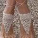 Crochet Barefoot Sandals, Tan Barefoot sandles,Beach Pool,Nude shoes,Foot jewelry