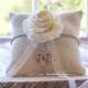 Ivory Ranunculus custom ivory burlap ring bearer pillow  shabby chic with engraved heart  initials... many more colors available