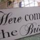 Wedding Signs,REVERSIBLE Personaized with established date and Here comes the Bride..Ring Bearer Signs,Flower girl sign,photo prop sign:)
