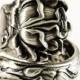 Bridal Rose Sterling Silver Spoon Ring by Alvin Co, Engraved "J", Handmade & Adjustable to Your Size (3975)