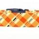 Dog Collar, Navy Orange Dog Collar, Pet Collar: Tic Tac Plaid