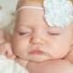 SALE Single Icy Blue Satin Swirl Shabby Chic Flower Skinny Headband - Photo Prop - Newborn Baby Hair Bow - Infant Girl Hairbow - Winter