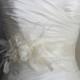 Ashley Lace Bridal Sash Belt- Two Ivory Lace flowers on Ivory Satin with Ostrich Feathers