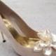 Beautiful Wedding Bridal Pearl Color Flower Shoe Clips Set Of Two