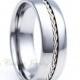 Titanium Wedding Band,Titanium Wedding Ring,Silver Braid,Anniversary Ring,Engagement Band,Comfort Fit,Handmade,His,Hers,8mm
