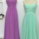 Lilac And Mint Dress A-line Sweetheart Floor Length Chiffon Ruffles Dress with Zipper Bridesmaid Dresses Prom Dresses Chiffon Dresses