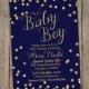 Confetti Baby Boy Shower Invitation, Navy and Gold, glitter, Digital file