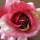 Fuchsia Pink Sage Poly Silk Flower Rose Brooch Pin