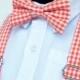 Orange Gingham Bow Tie & Suspenders Set  - Baby Toddler Child Boys  - Wedding