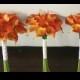 Silk Wedding Bouquet with Orange Calla Lilies - Natural Touch Callas Silk Bridal Flowers