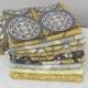 8 gray and yellow CLUTCHES, gift pouches, wedding, accessories, clutches, 2 pockets, handmade, bridesmaids, bridal,