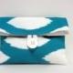 SPRING SALE Premier Prints Turquoise Ikat Makeup Bag Bridesmaid Clutch Turquoise Wedding Bag