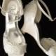 BELLA - Lace Bridal Wedges Shoes,  Lace Bridal Shoes, Wedding Wedges Shoes 3 inch, Bridal Lace Shoes, Vintage Alencon Lace Bridal Shoes