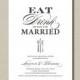 Printable Wedding Rehearsal Dinner Invitation - Vintage Eat,Drink & Be Married (RD41)