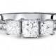 Diamond 1.00CT Three Stone Princess Cut Engagement Ring 14K White Gold