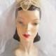 Clearance 1970's 1973 Wedding Bridal Veil Hat with Pearls Beads and Rhinestones