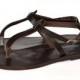 Leather Sandals / Greek Handmade T-strap sandals / Thong women sandal with cross ankle strap