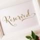 Reserved for family Wedding Sign in gold - Reserved Seating, DIY, Printable 5x7 sign - PDF template, DEBI Collection