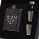 Groomsmen Gifts - Personalized Faux Carbon Fiber Flask Set