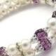 Bridal Bracelet Pearls Amethyst Swarovski ElementsDouble Strand Bracelet Silver Filigree Bridal Bridesmaids Wedding Purple Egplant Jewelry