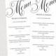 Menu template black and white wedding menu DIY wedding menu template "Parfumerie" black digital printable menu - instant download
