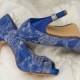 Lace Wedding Shoes - Custom Colors 120 Choices - Vintage Wedding Lace Peep Toe Heels, Women's Bridal Shoes PBD- Heel 3.25