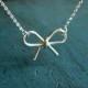 Sterling Silver Bow Necklace bridesmaid Jewelry Girlfriend gift Tie the Knot Gift