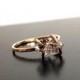 Raw Herkimer Diamond Rose Gold Ring, Engagement Ring, Diamond Solitaire Ring