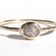Rough Diamond Ring - 14k Solid Gold Ring -  Engagement Ring - Thin Gold Ring - Diamond Gold Ring -Gray Diamond -Bridal ring -READY TO SHIP!.